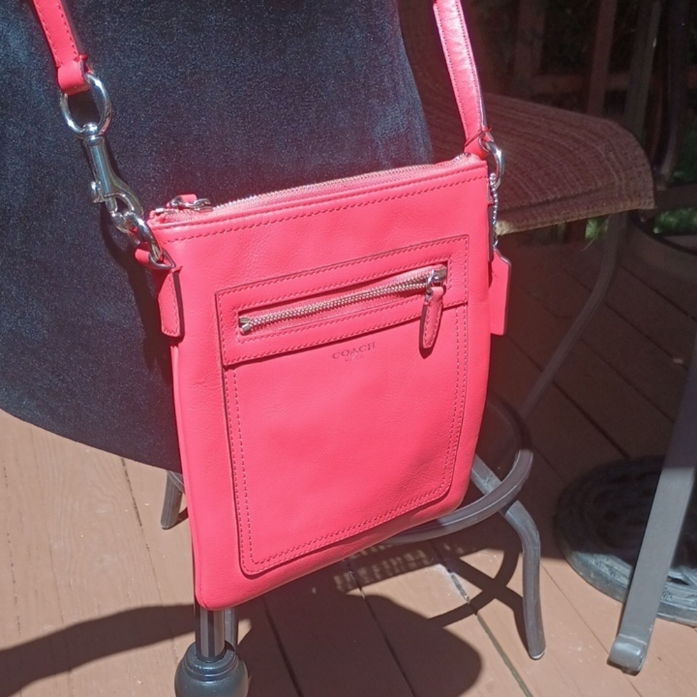 Coach Red Leather Crossbody Bag with Adjustable Strap